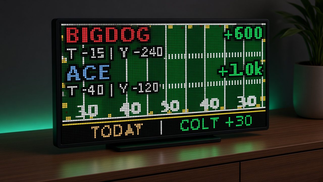 Brag Wire LED scoreboard on a media console